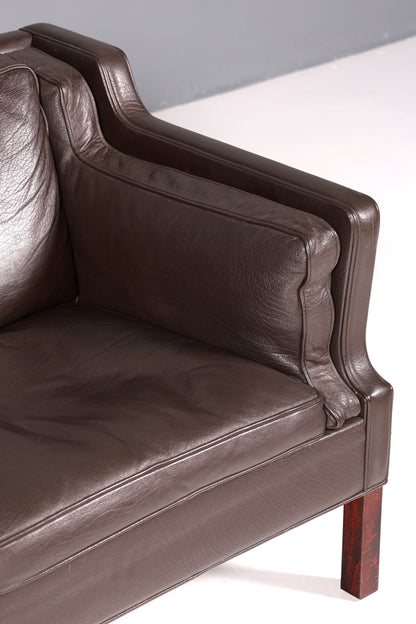 Wunderschönes Designer Børge Mogensen Sofa 2 Sitzer echt Leder Couch Modell 2213 Made in Denmark Canapé
