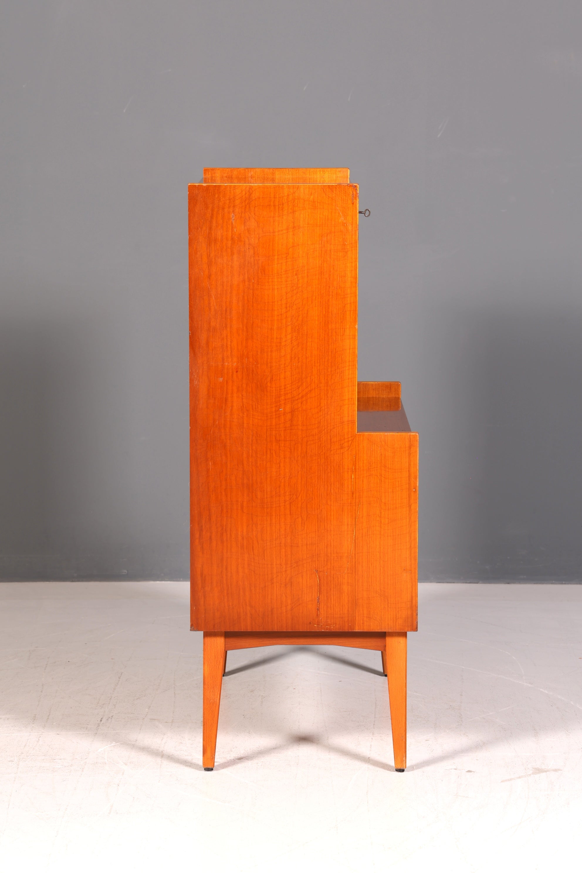 Schlichter Mid Century Sekretär Teak Vintage Schreibmöbel Kommode Office Secretary Retro 60er Schreibsekretär Skandinavisch