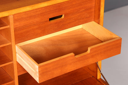 Schlichter Mid Century Sekretär Teak Vintage Schreibmöbel Kommode Office Secretary Retro 60er Schreibsekretär Skandinavisch