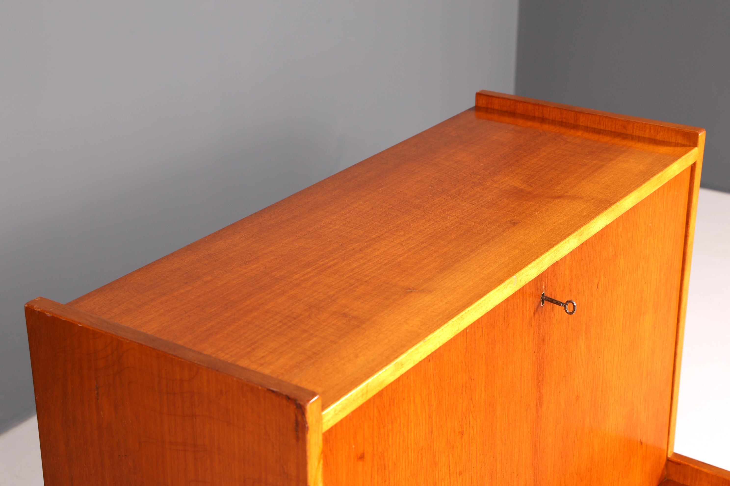 Schlichter Mid Century Sekretär Teak Vintage Schreibmöbel Kommode Office Secretary Retro 60er Schreibsekretär Skandinavisch