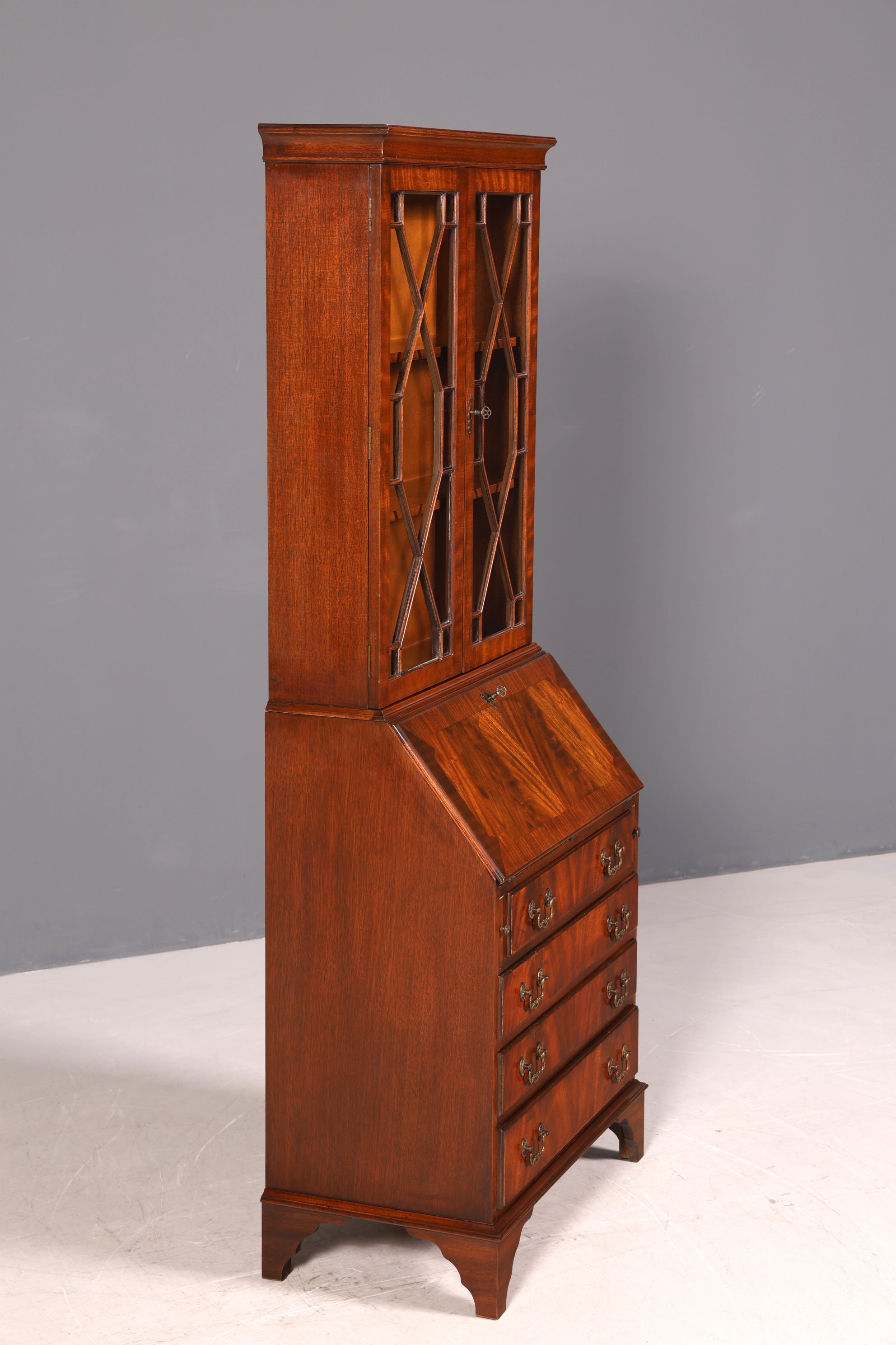 G394 Finish cm Wunderschöner Englischer Sekretär Büro Aufsatzsekretär Antik 60S Vitrinen Schrank UK (Kopie)