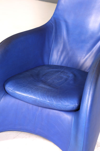 Edler Loge Sessel mit Hocker Designer Lounge Sessel Designed by Gerard Van den Berg für Montis echt Leder Sessel Relax Armlehnsessel 90s