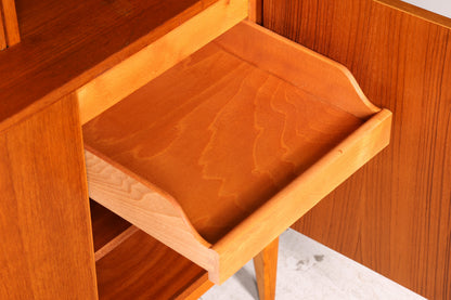 Wunderschöner Mid Century Sekretär Highboard Vintage Schrank Schreibklappe Holz Regal Retro 60er Skandinavisch