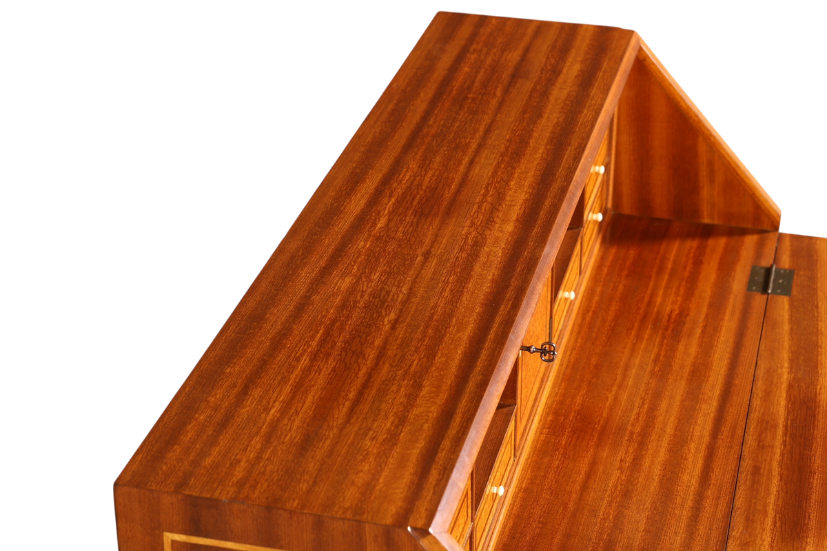 Wunderschöner Englischer Sekretär Schreibkommode echt Holz Schreibtisch Intarsien Kommode