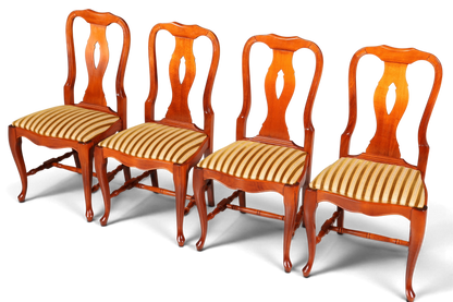 4x Wunderschöne Chippendale Stühle Barock Stil Stuhlset Polsterstuhl Set Englisch Küchenstühle Esszimmer Stühle