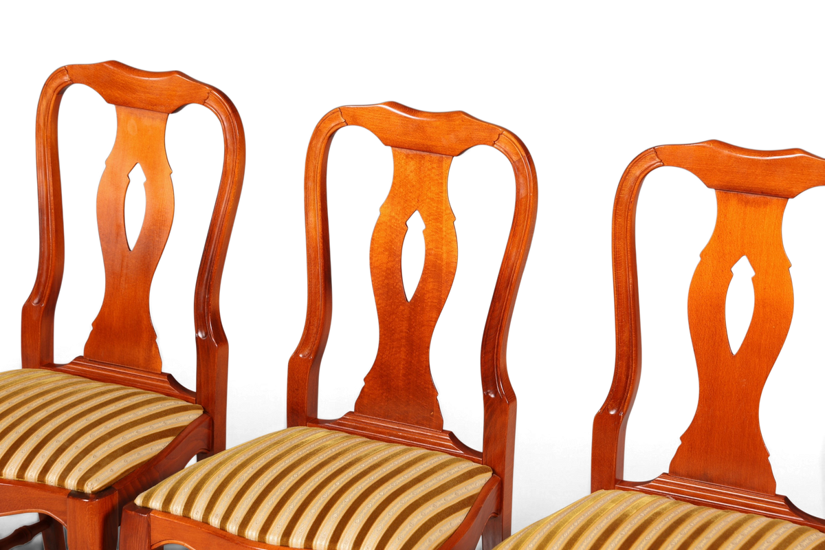 4x Wunderschöne Chippendale Stühle Barock Stil Stuhlset Polsterstuhl Set Englisch Küchenstühle Esszimmer Stühle