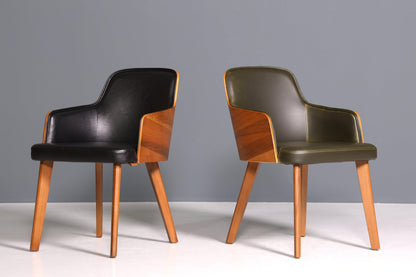 Edler Armlehnstuhl "Paolo- Black" Nussbaum Esszimmerstuhl Küchenstuhl schwarzer Sekretär Stuhl