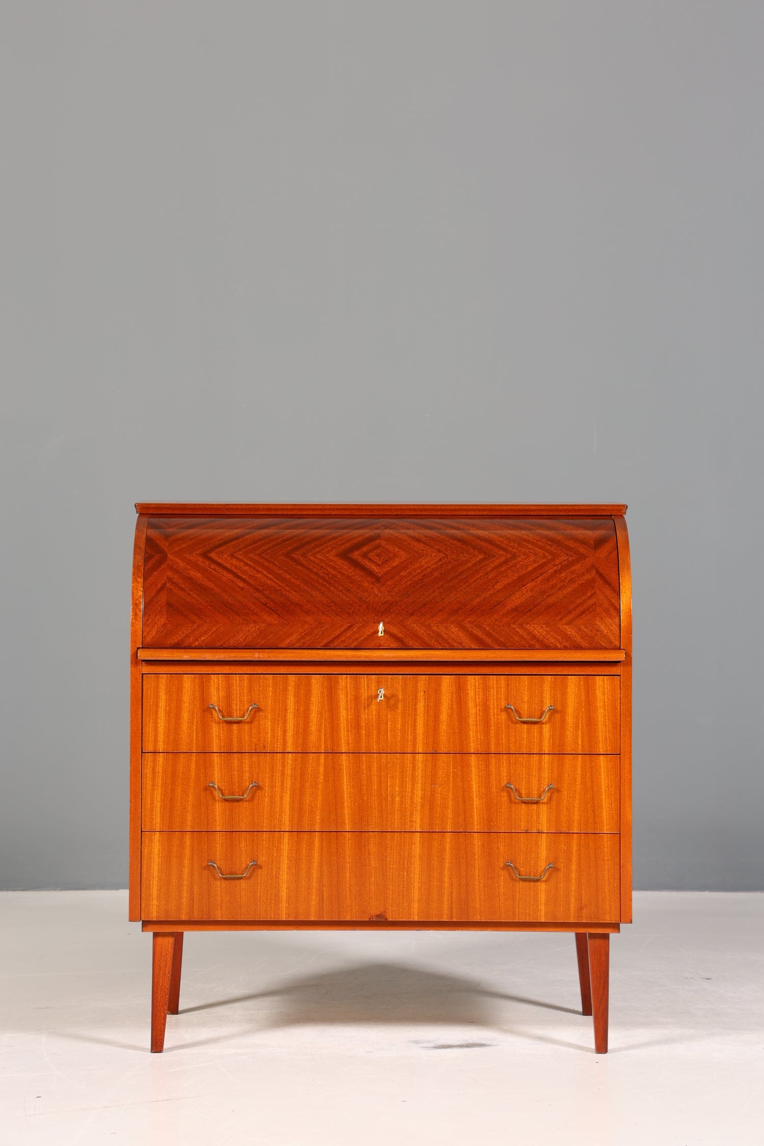 Stilvoller Mid Century Rollladen Sekretär echt Holz Büro Schrank Vintage Schreibkommode