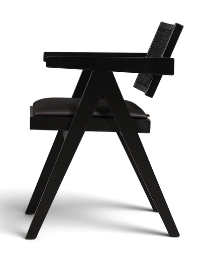 Sehr edler Korbgeflecht Stuhl "Vienna Black +" Armlehnsessel Bauhaus Relax Lounge Chair Stuhl Esszimmer Stuhl Küchenstuhl