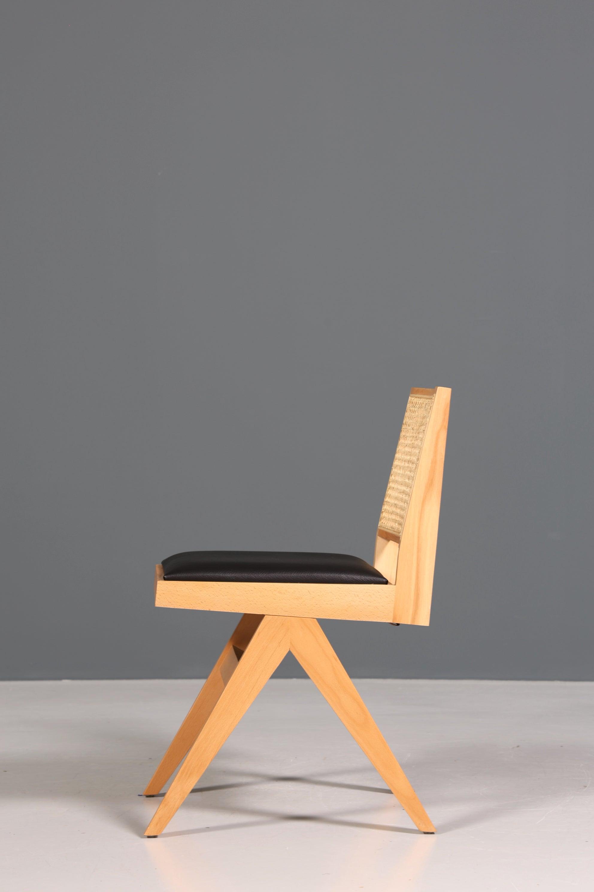 Sehr Edler Korbgeflecht Stuhl "Vienna Wood"  Bauhaus Relax Esszimmer Stuhl Lounge Chair Küchenstuhl