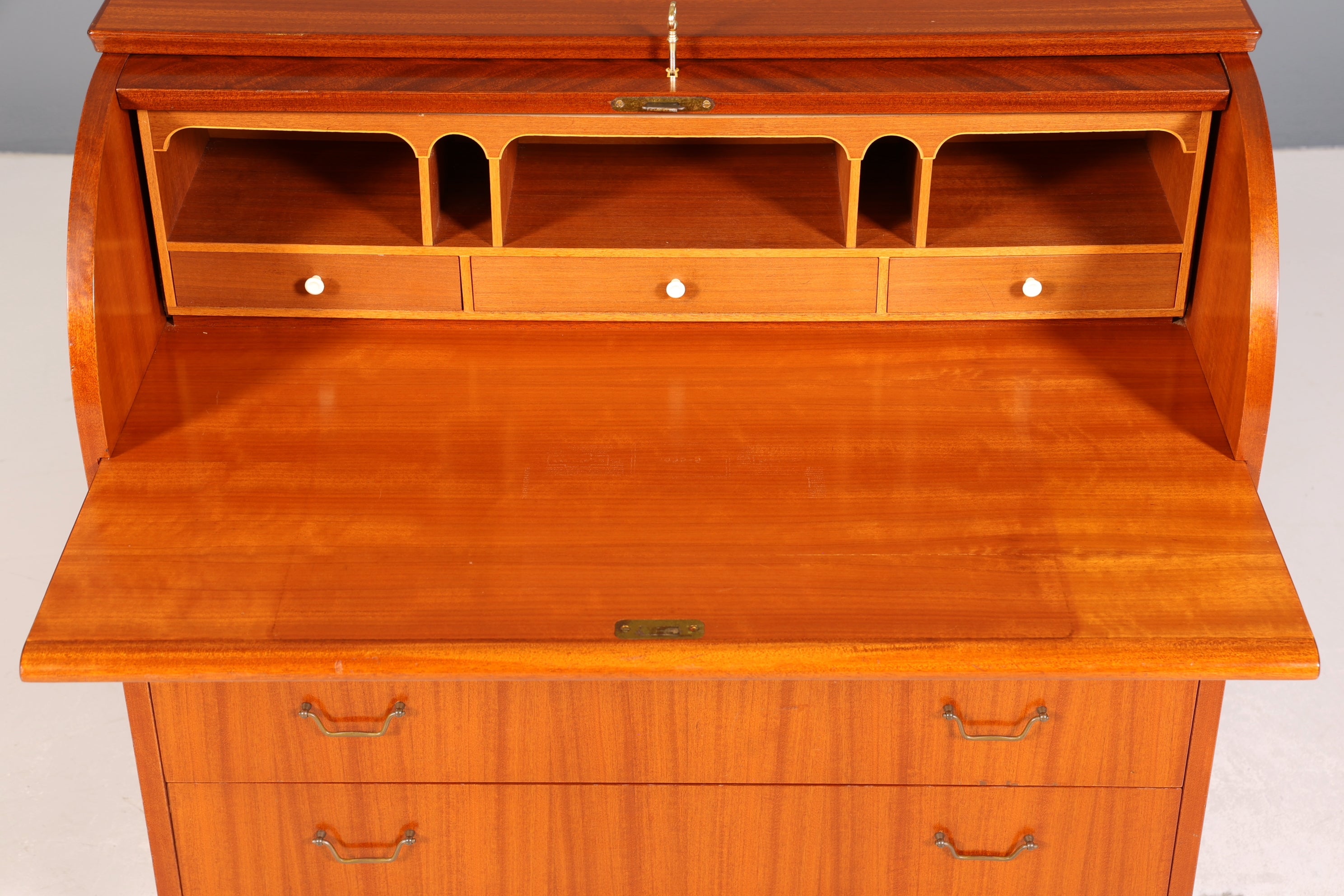 Stilvoller Mid Century Rollladen Sekretär echt Holz Büro Schrank Vintage Schreibkommode