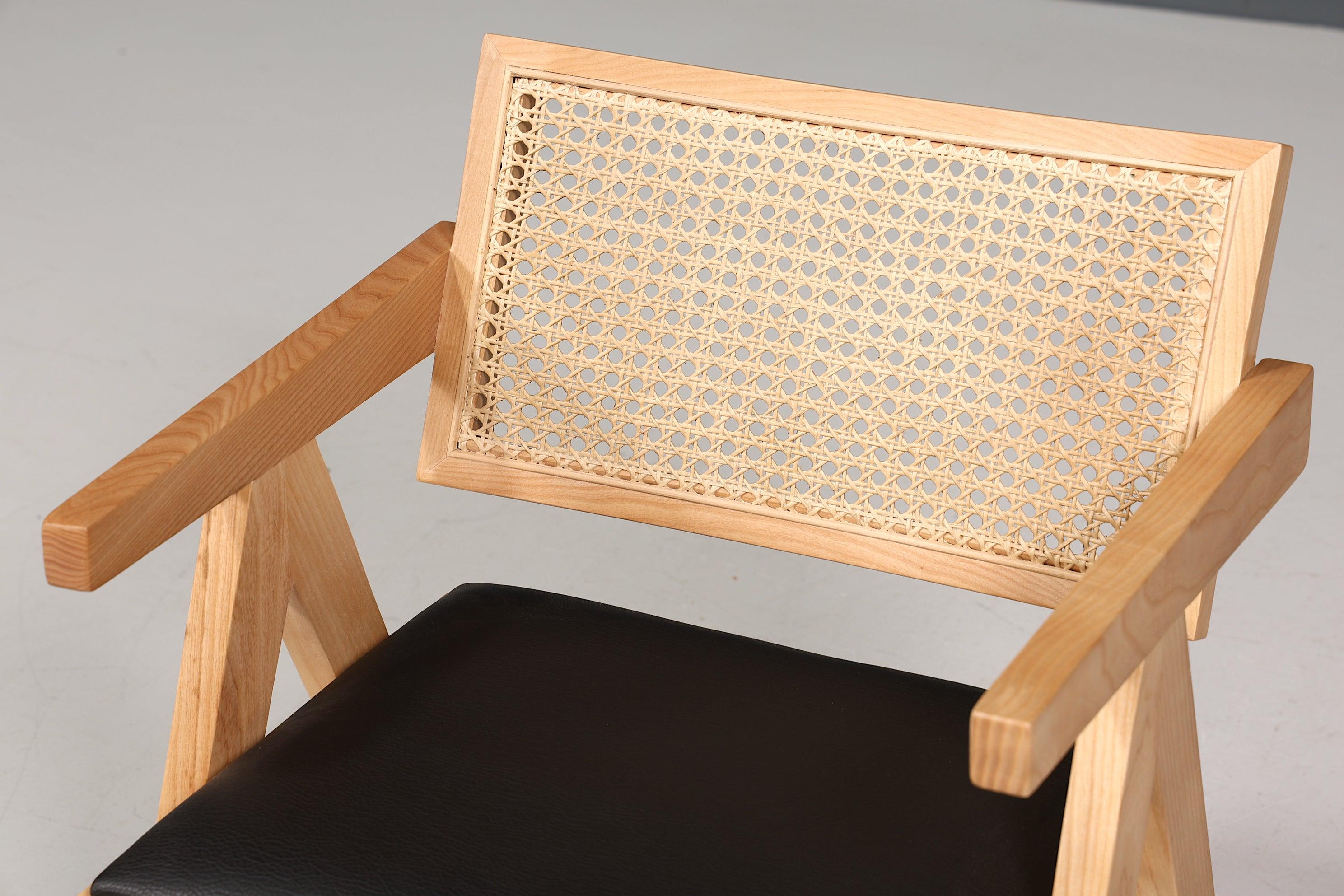 Sehr edler Korbgeflecht Stuhl "Vienna Wood +" Armlehnsessel Bauhaus Relax Lounge Chair Stuhl Esszimmer Stuhl Küchenstuhl