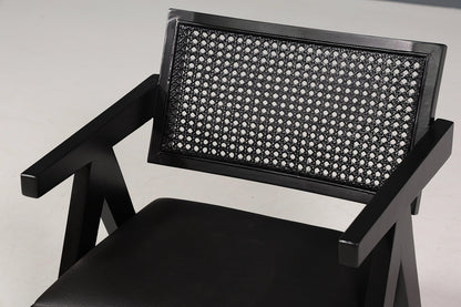 Sehr edler Korbgeflecht Stuhl "Vienna Black +" Armlehnsessel Bauhaus Relax Lounge Chair Stuhl Esszimmer Stuhl Küchenstuhl
