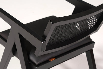 Sehr edler Korbgeflecht Stuhl "Vienna Black +" Armlehnsessel Bauhaus Relax Lounge Chair Stuhl Esszimmer Stuhl Küchenstuhl