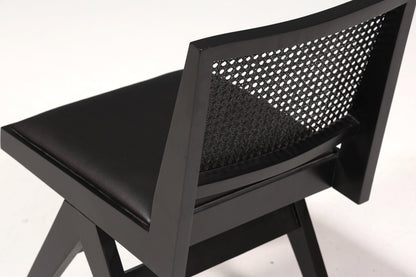 Sehr edler Korbgeflecht Stuhl "Vienna Black" schwarzer Bauhaus Relax Lounge Chair Küchenstuhl Sekretär Stuhl