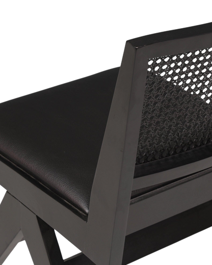 Sehr edler Korbgeflecht Stuhl "Vienna Black" schwarzer Bauhaus Relax Lounge Chair Küchenstuhl Sekretär Stuhl