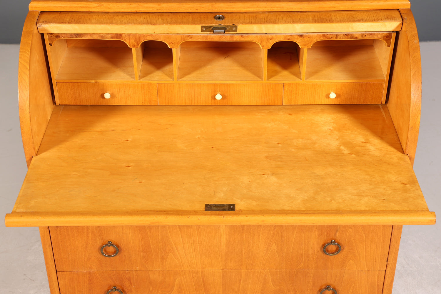 Wunderschöner Mid Century Rollladen Sekretär echt Holz Büro Schrank Vintage Schreibkommode 60s