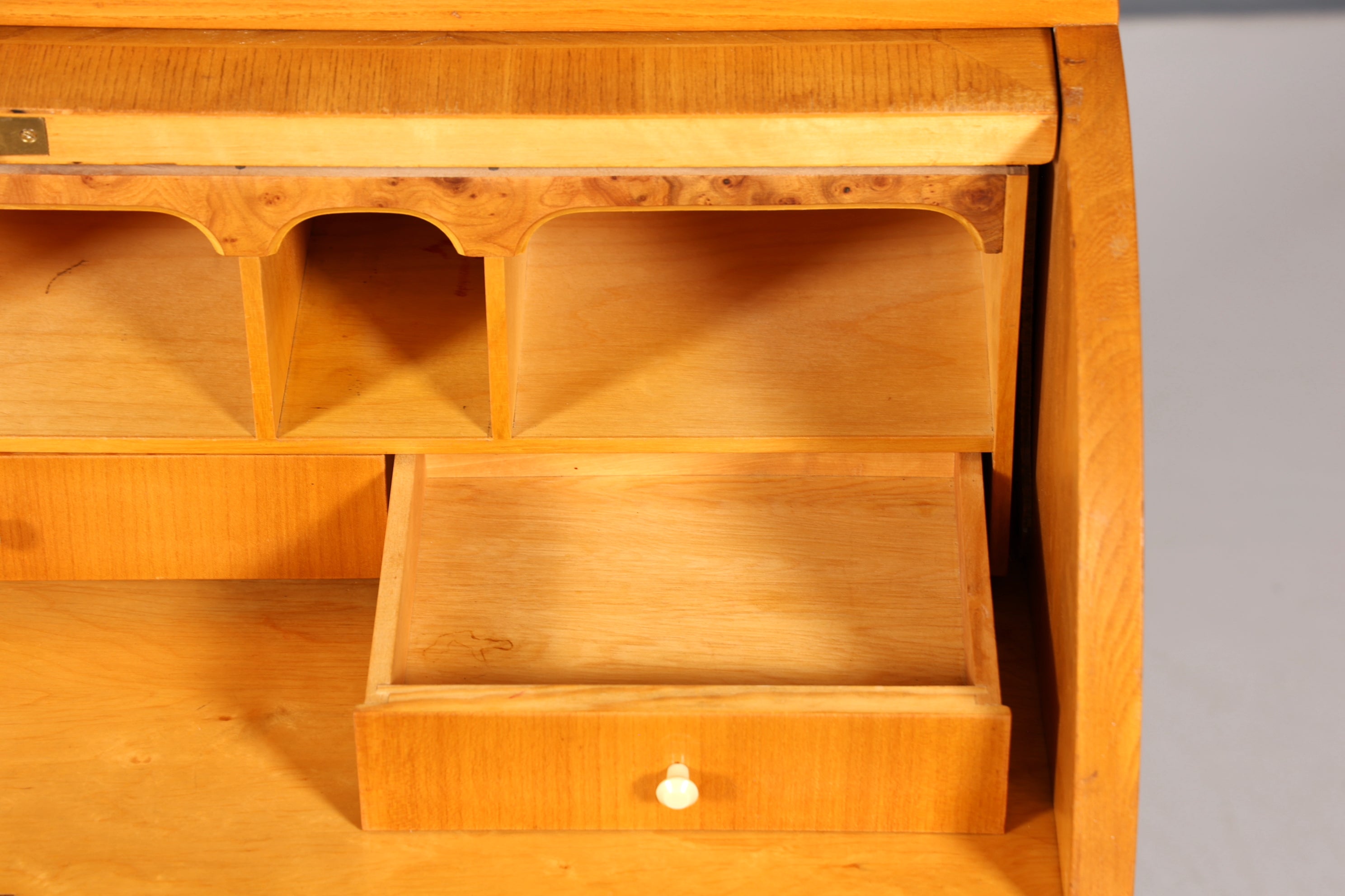 Wunderschöner Mid Century Rollladen Sekretär echt Holz Büro Schrank Vintage Schreibkommode 60s