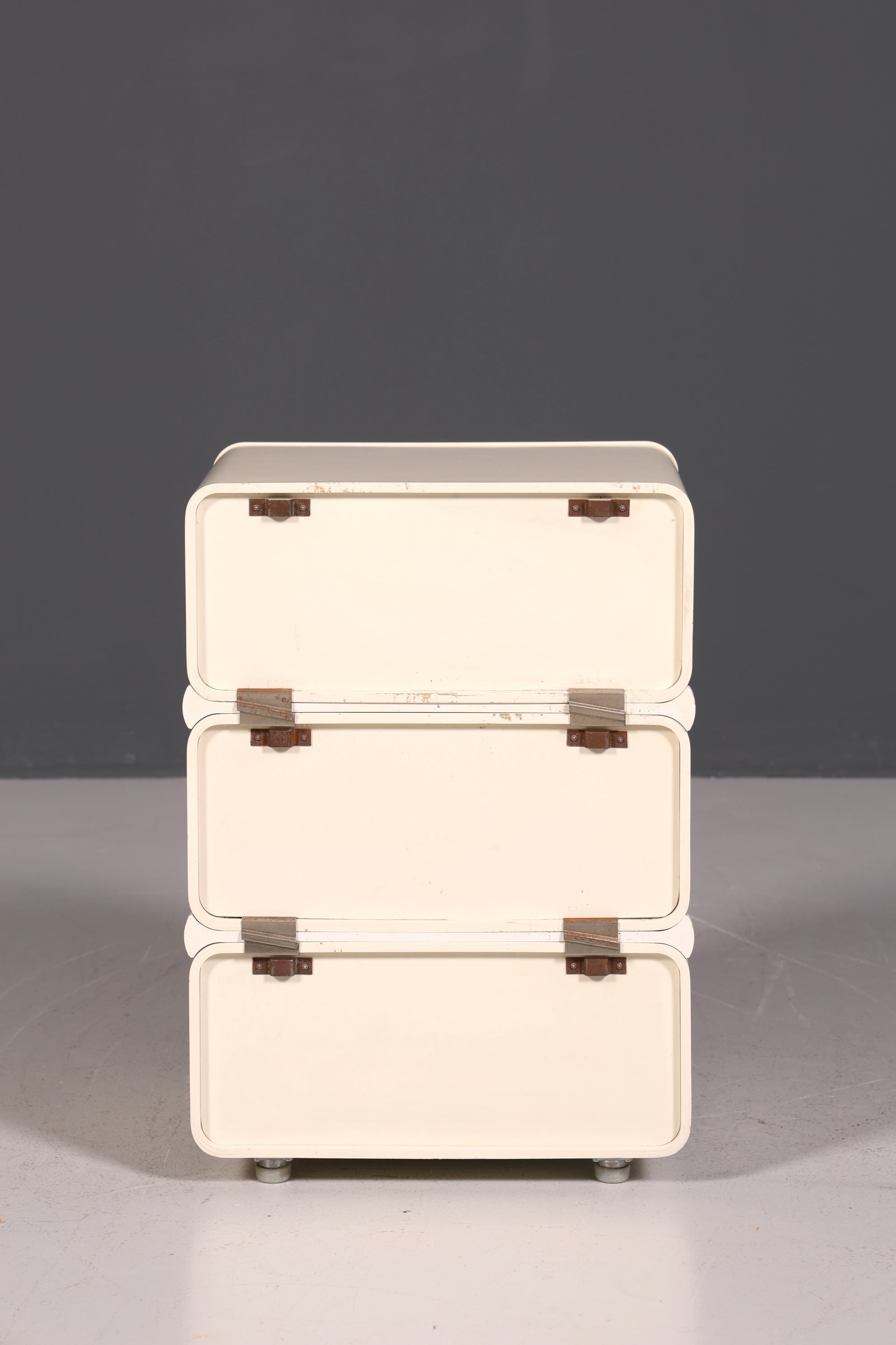 Commode rare du milieu du siècle, table de chevet modulaire style futuriste, design français, commode vintage, 4 sur 5