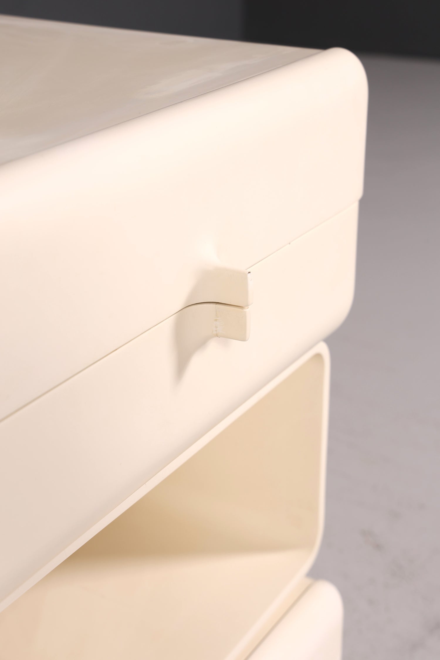 Commode rare du milieu du siècle, table de chevet modulaire style futuriste, design français, commode vintage, 5/5