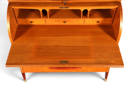 Schlichter Mid Century Rollladen Sekretär von Bröderna Gustafssons Büro Schrank Schreibkommode 60s Schreibmöbel