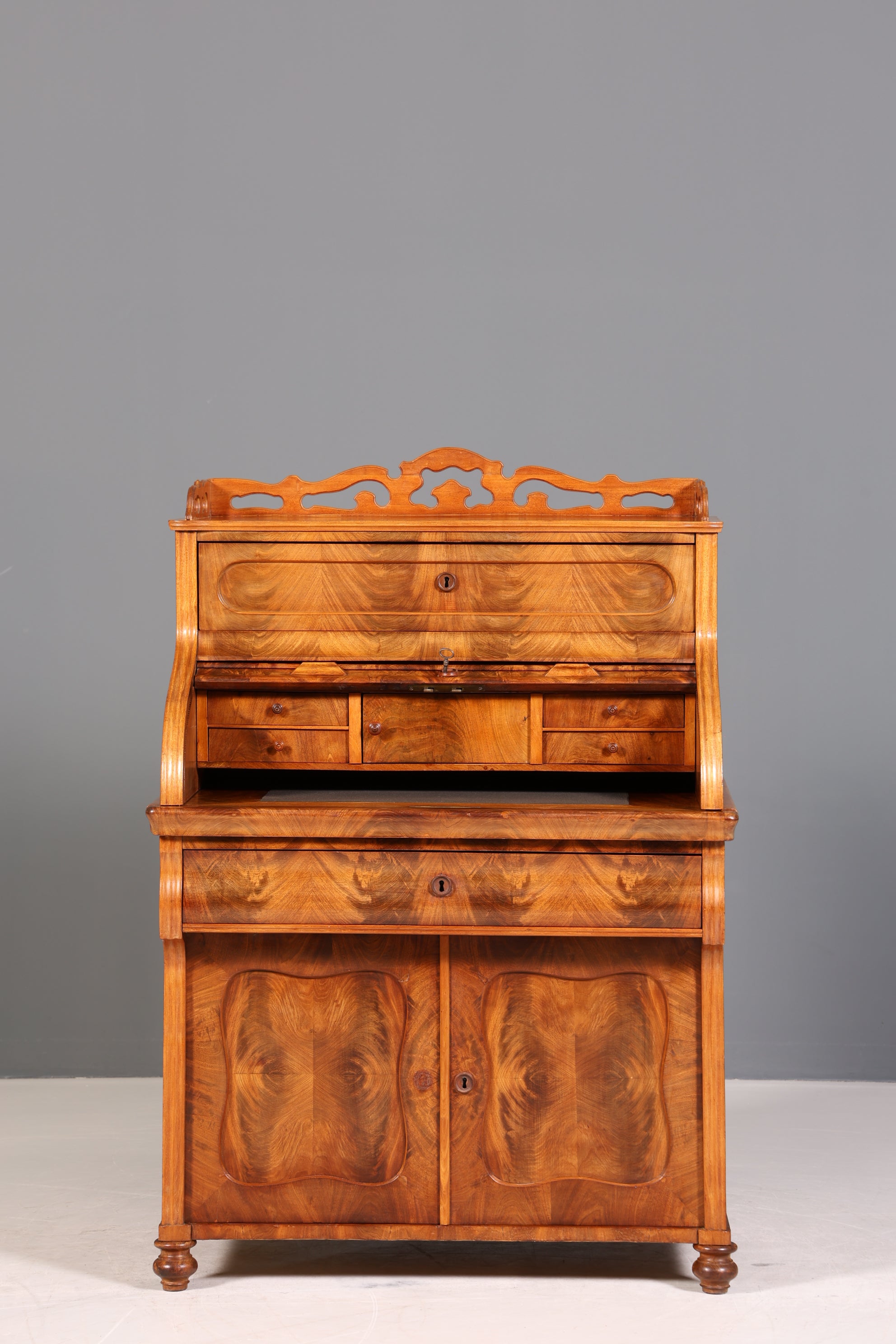 Beeindruckender Louis Philippe Sekretär Antik Rollladen Sekretär Schreibtisch Nussbaum Aufsatzsekretär