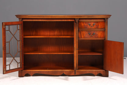 Wunderschönes Englisches Sideboard Mahagoni Echt Holz Vitrine Antik Regal Schrank Glasvitrine Kommode Vintage