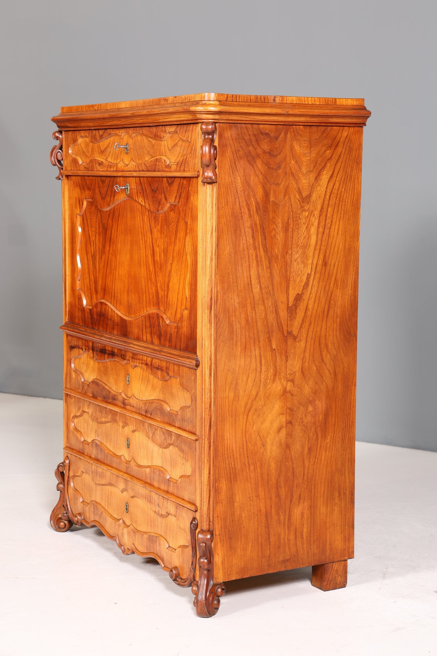 Edler Louis Philippe Sekretär um 1880 Gründerzeit Antik Vertiko Schrank Chiffoniere Schubladenkommode