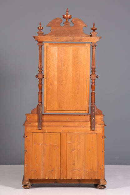 Élégante commode Louis-Philippe à plateau miroir, coiffeuse Gründerzeit (fin du XIXe siècle), meuble en bois, meuble d&