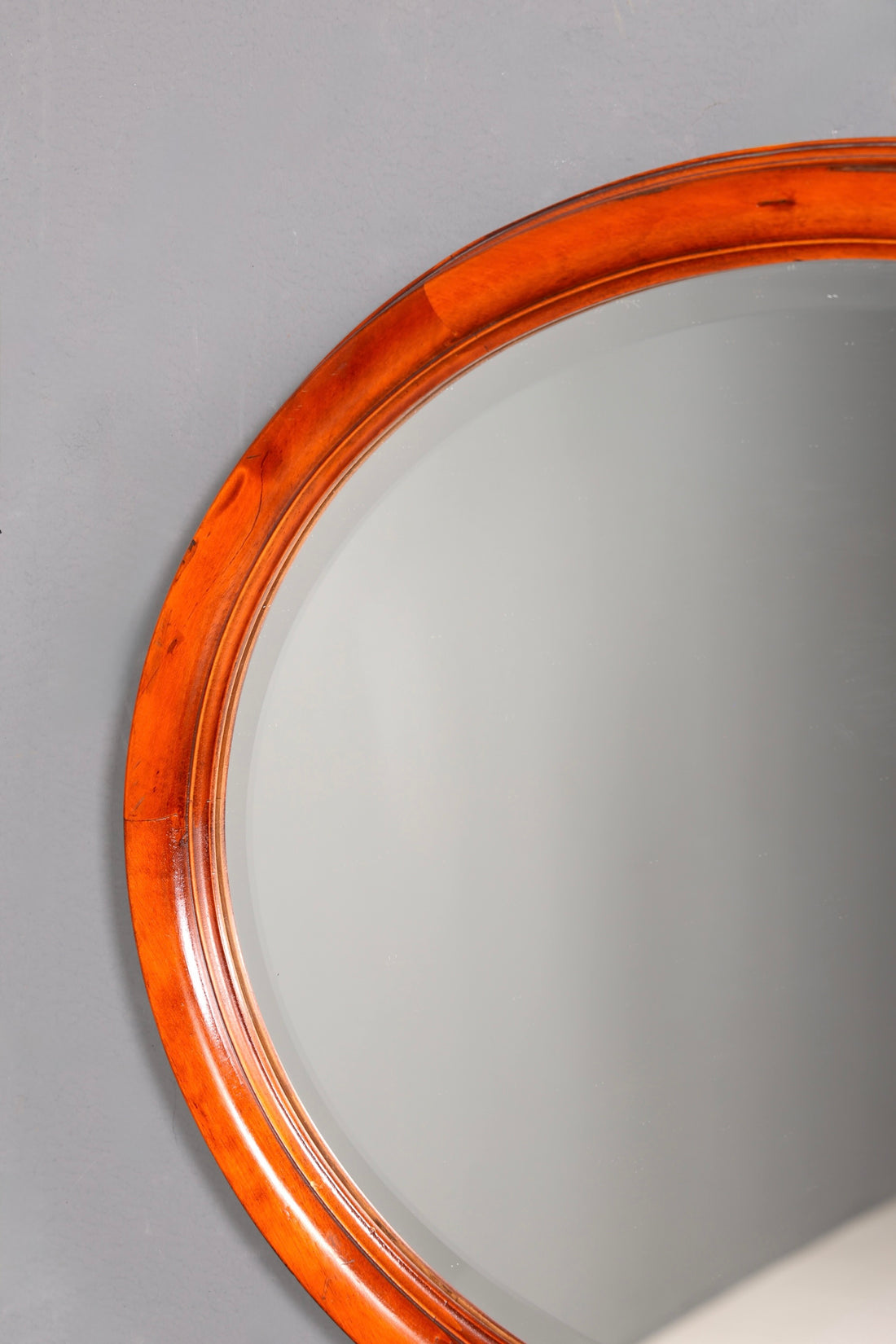Beautiful Louis Philippe Mirror Wall Mirror Oval Cherry Wood Faceted Cut Antique Hall Mirror Coat Rack Mirror