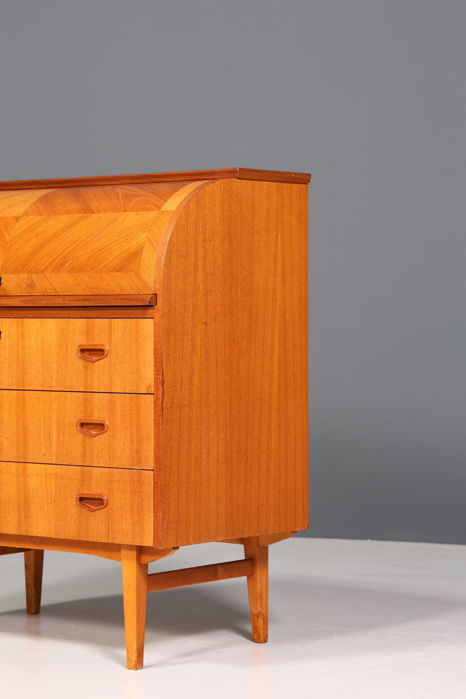 Wunderschöner Mid Century Rollladen Sekretär Danish Design Teak Holz Schreibkommode 60er Jahre