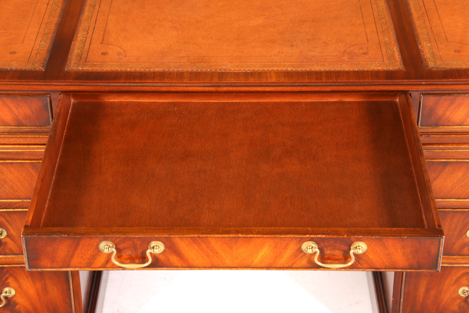 Wunderschöner Englischer Schreibtisch echt Lederauflage Bürotisch Mahagoni Antik Stil Office Desk