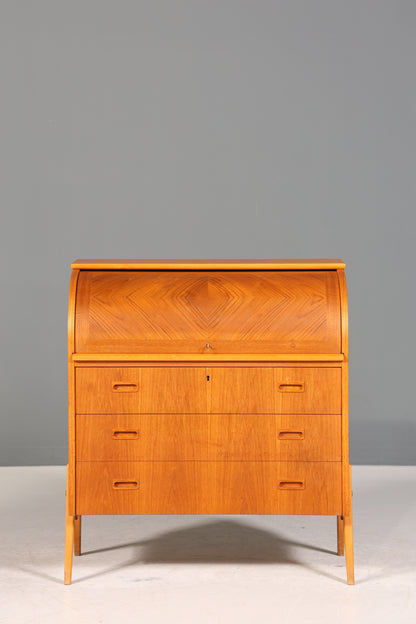 Wunderschöner Mid Century Rollladen Sekretär Danish Design Teak Holz Schreibkommode 60er Jahre