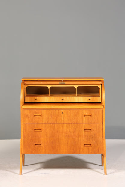 Wunderschöner Mid Century Rollladen Sekretär Danish Design Teak Holz Schreibkommode 60er Jahre