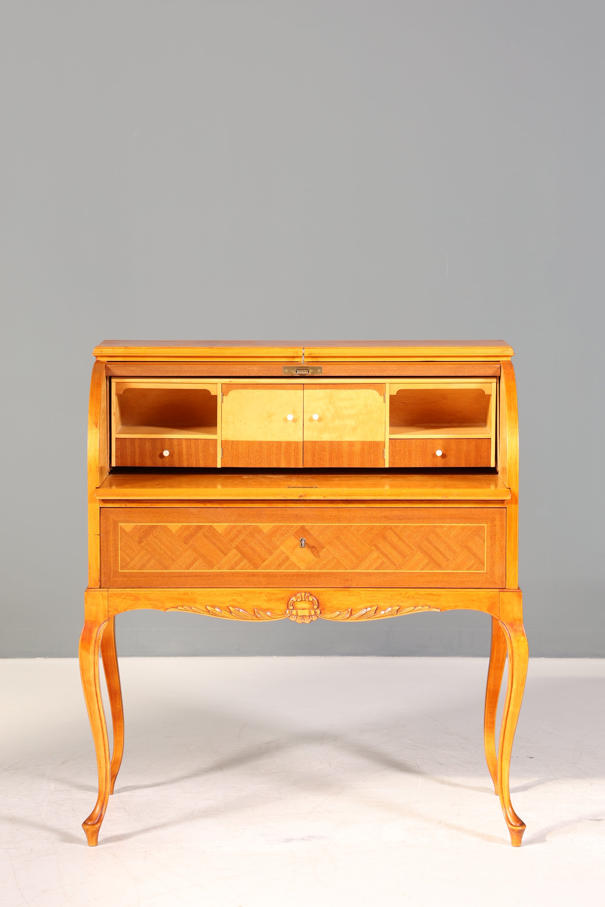 Wunderschöner Rollladen Sekretär Chippendale Stil um 1940 Büro Kommode Schreibkommode