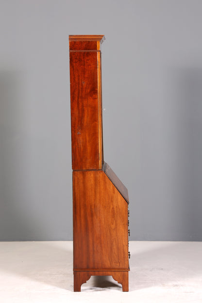 Stilvoller Englischer Sekretär Büro Aufsatzsekretär Antik 60S Vitrinen Schrank UK