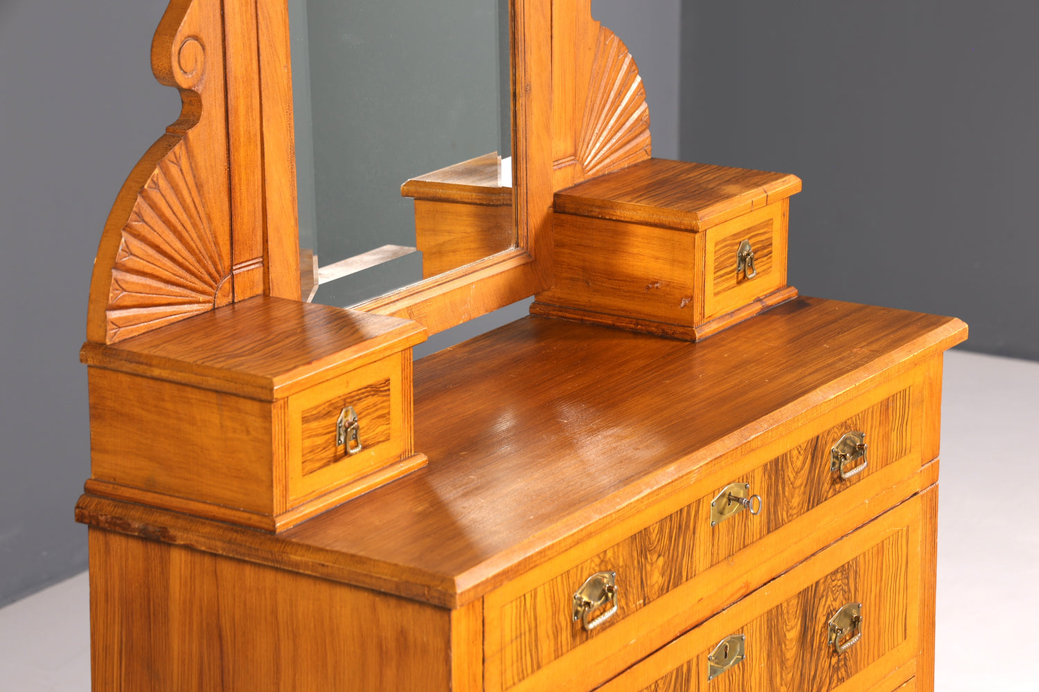 F872 Finish Traumhafte Jugendstil Kommode Antik Sideboard mit Spiegel Flurkommode Frisierkommode