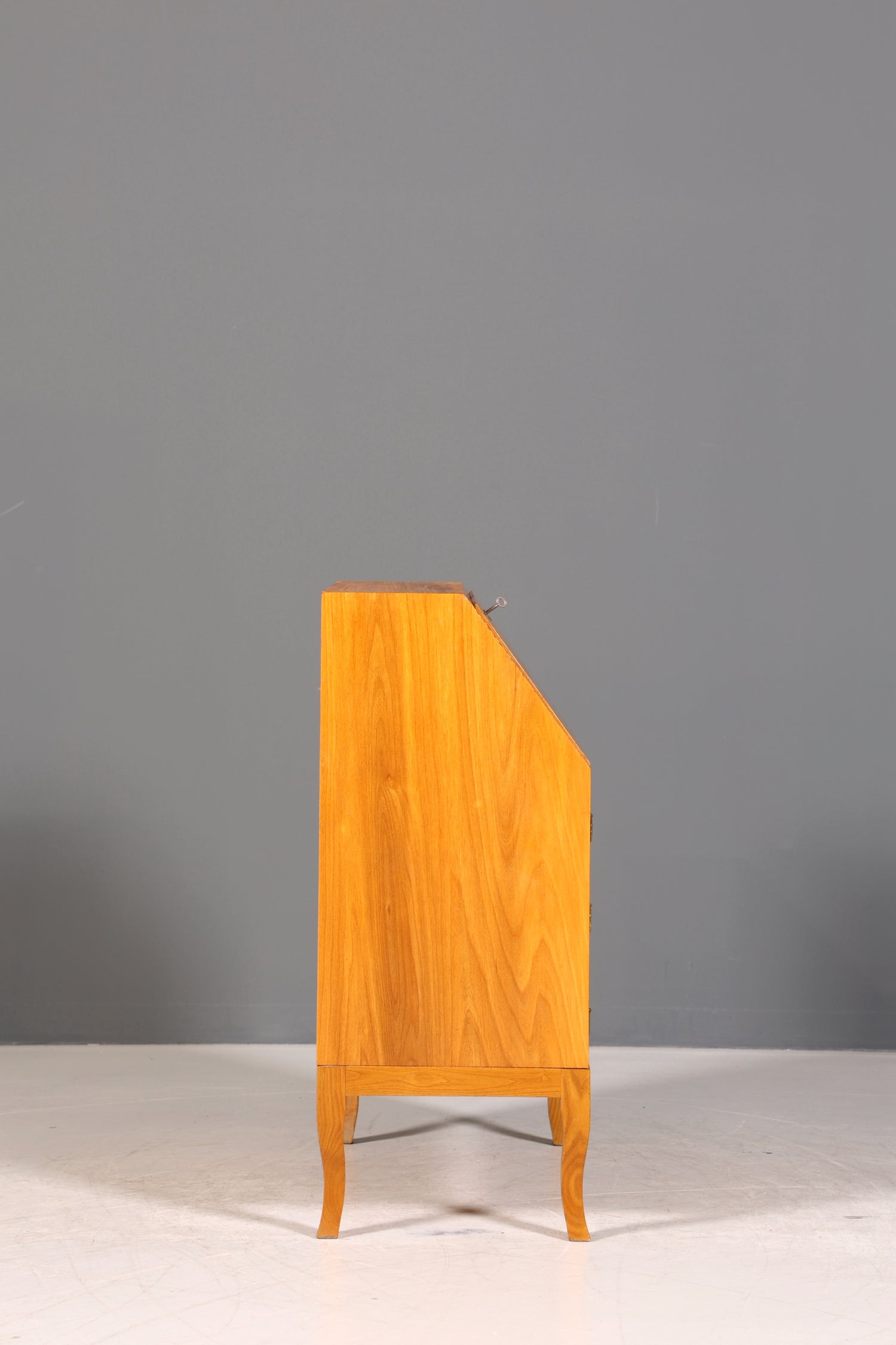 Schlichter Mid Century Sekretär Vintage Schreibmöbel echt Holz Kommode Office Secretary