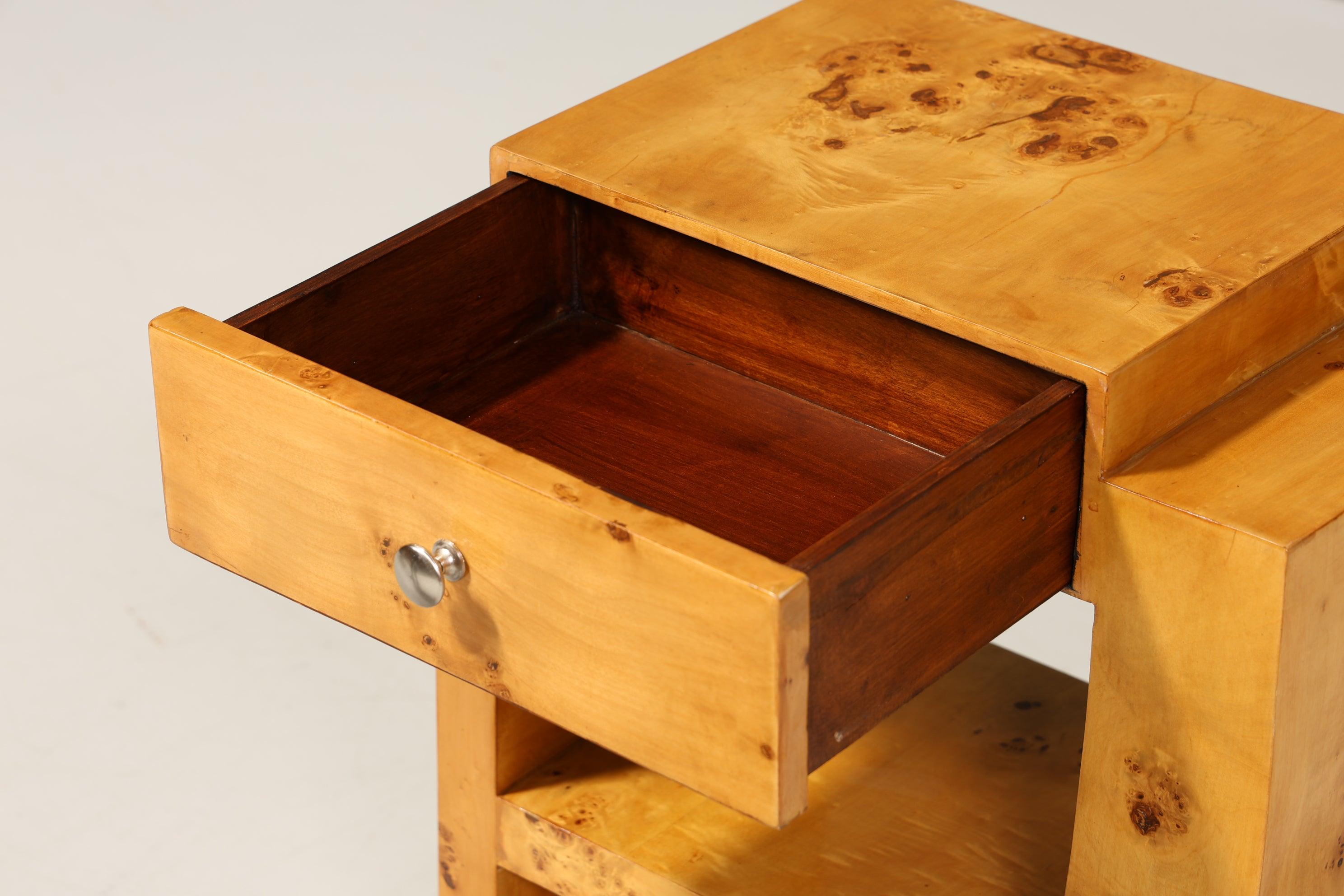 2x Wunderschöne Art Deco Stil Beistelltische Birke Ablagetisch Set Nachttische Kommode