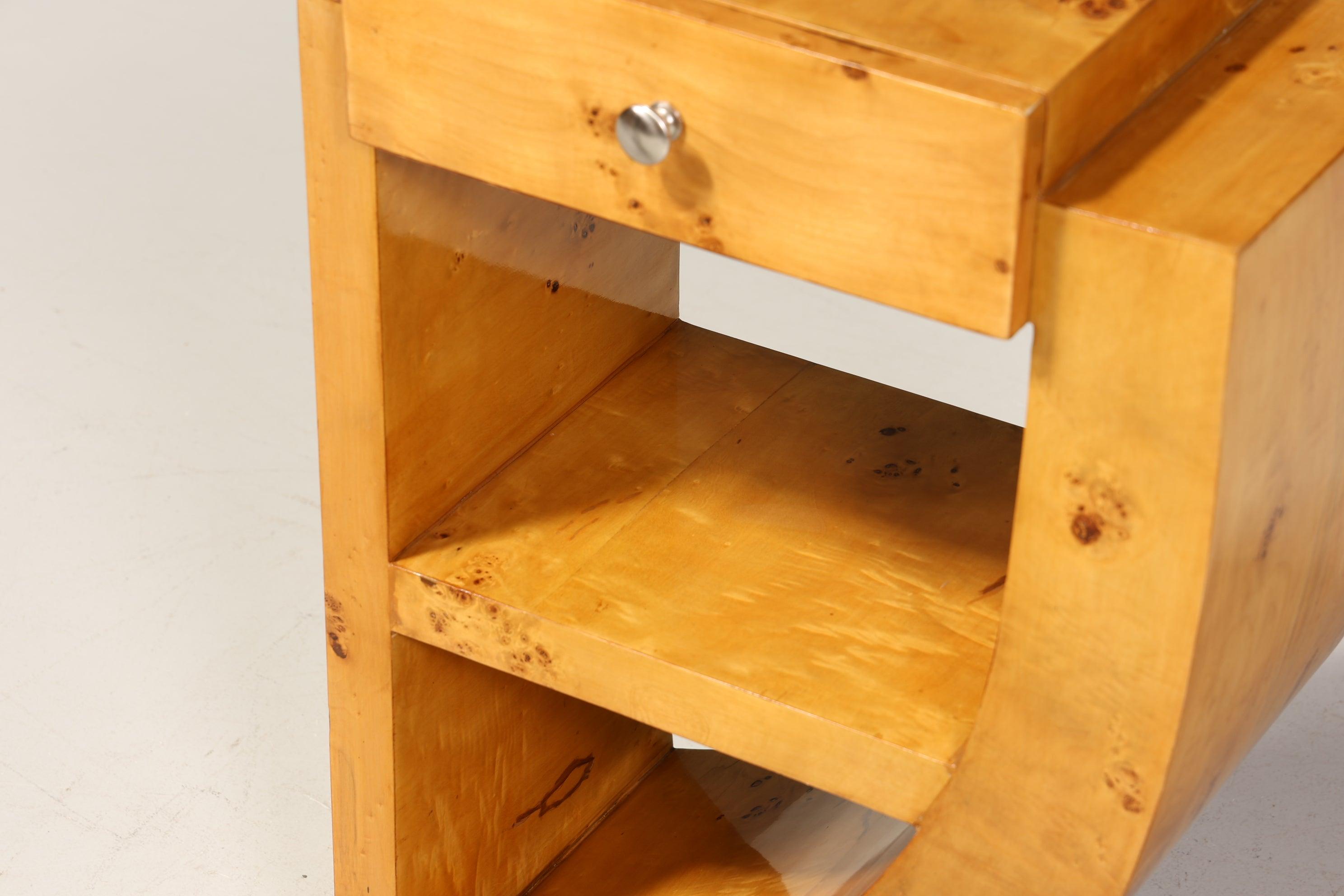 2x Wunderschöne Art Deco Stil Beistelltische Birke Ablagetisch Set Nachttische Kommode