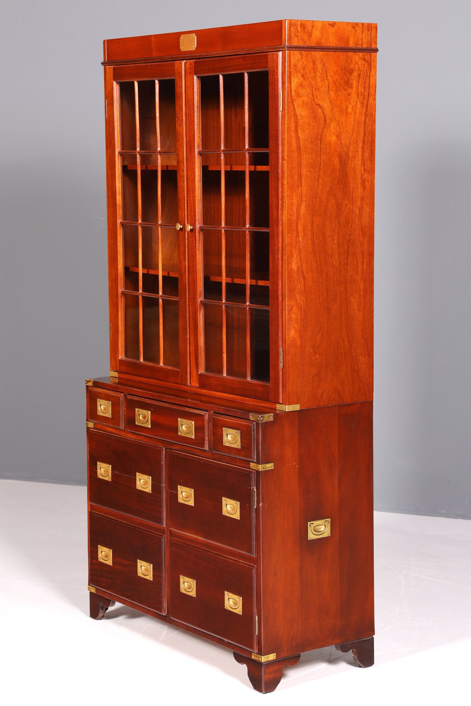 Magnifique vitrine maritime, meuble anglais, bibliothèque en bois véritable, buffet anglais