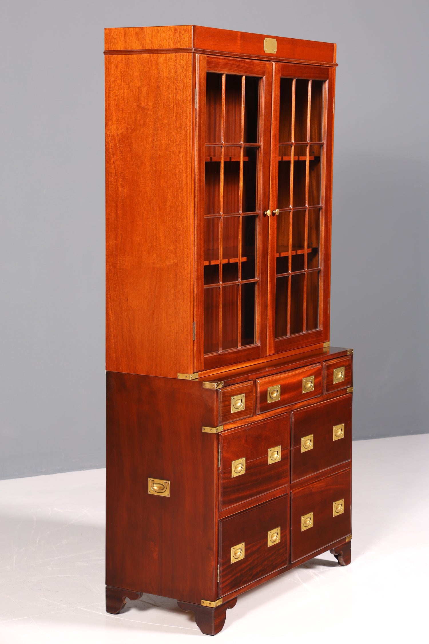 Magnifique vitrine maritime, meuble anglais, bibliothèque en bois véritable, buffet anglais