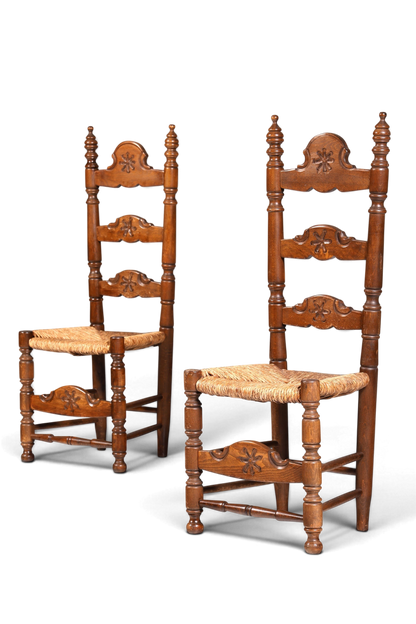 2x Wunderschöne Spanische Stühle Stuhl Set Rattan Rustikale Stühle Küchenstühle