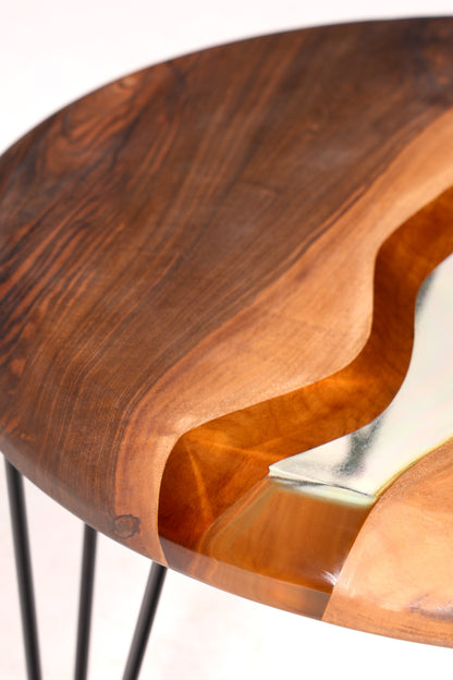 Table basse unique en résine époxy, table en noyer, table d&