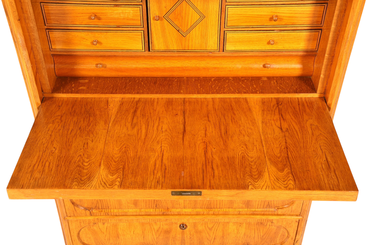 E893 Finish Stilvoller Biedermeier Sekretär Louis Philippe Vertiko Antik Kommode Schreibkommode Office Desk
