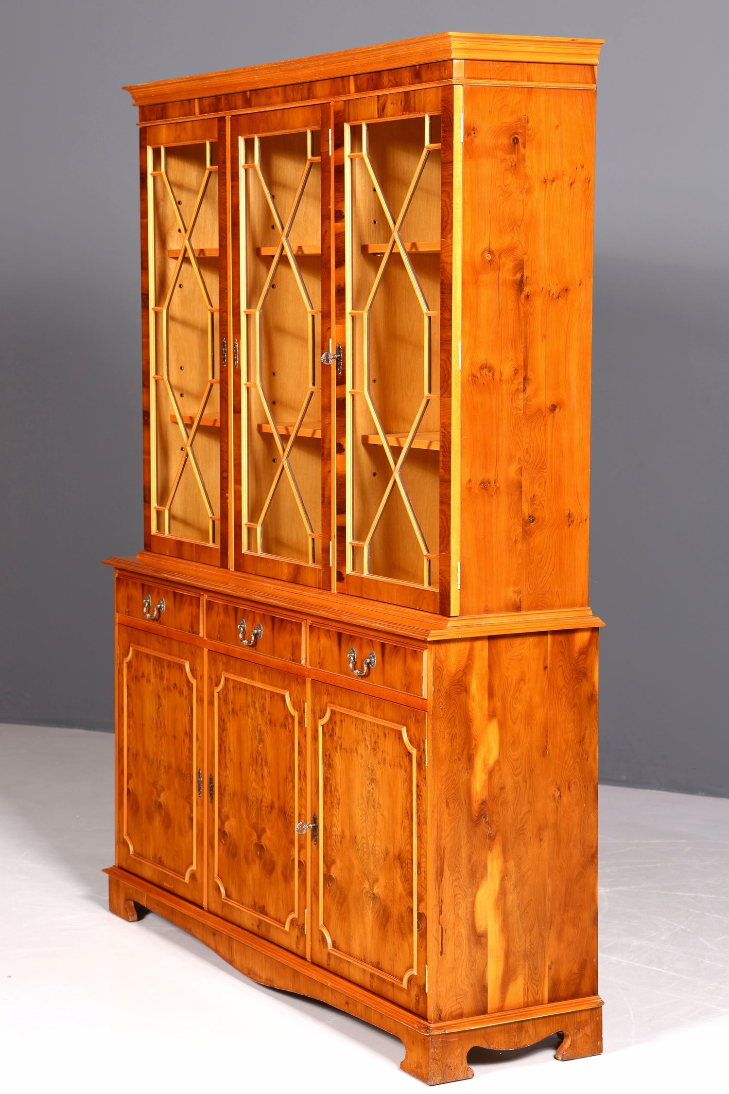 Magnifique vitrine anglaise, bibliothèque, buffet, style ancien, en bois d&