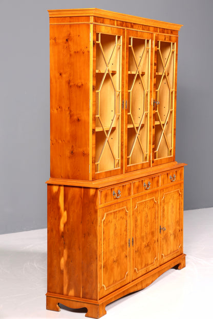 Magnifique vitrine anglaise, bibliothèque, buffet, style ancien, en bois d&