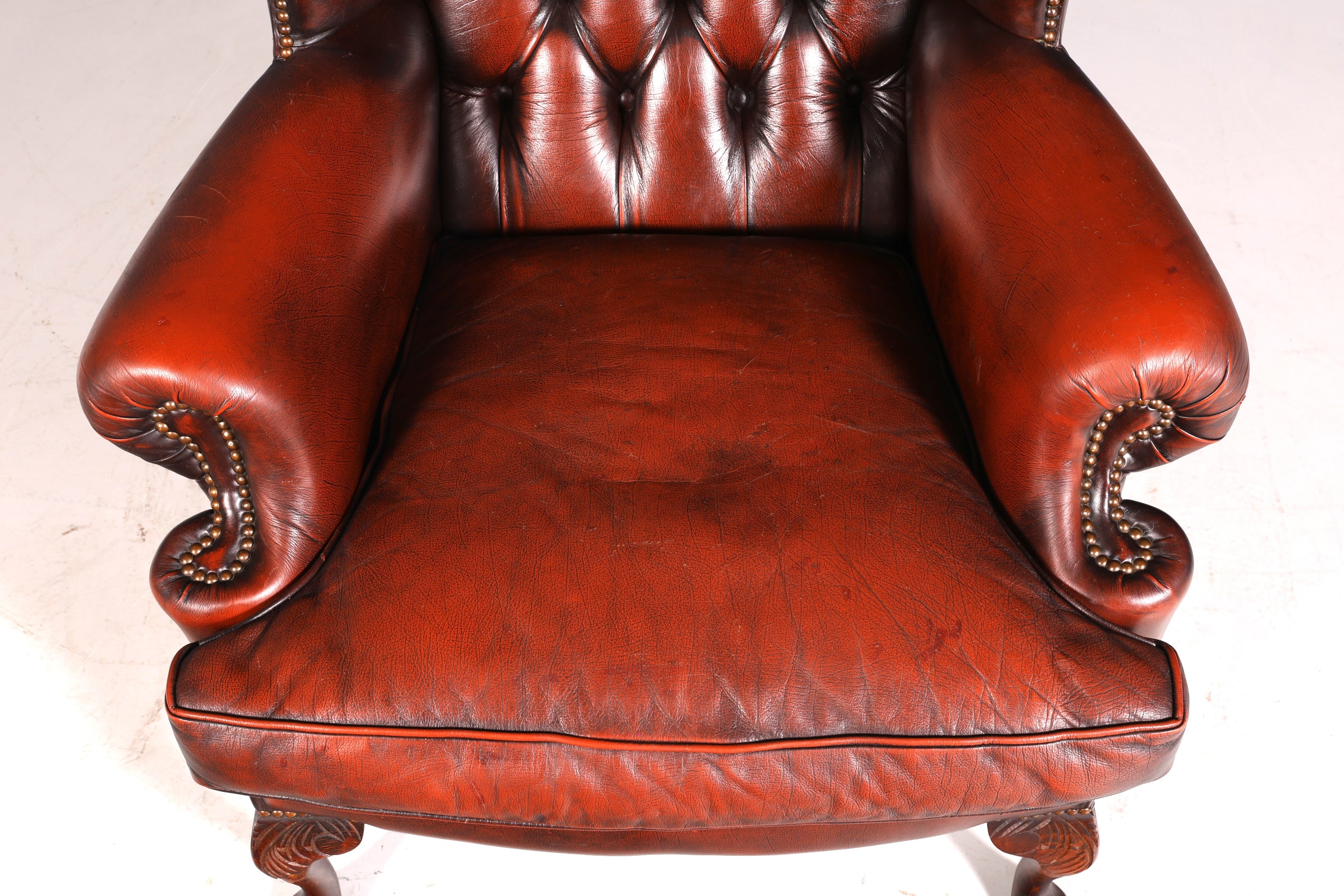 Original Chesterfield Ohrenbacken Sessel Englisch Leder Herrensessel UK Armlehnsessel