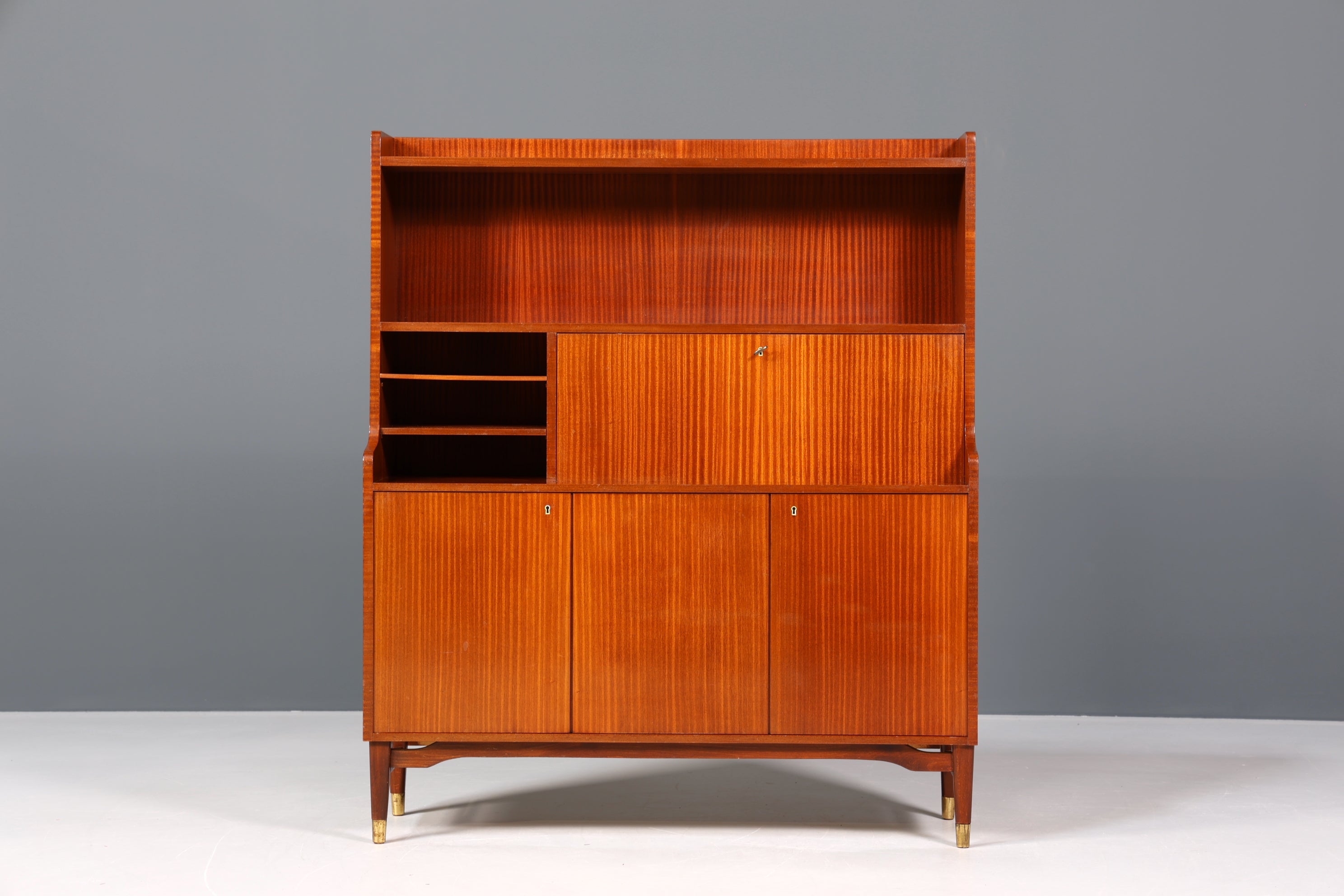 Schlichter Mid Century Schrank Sekretär Bücherregal Retro Highboard Vintage Regal 60s