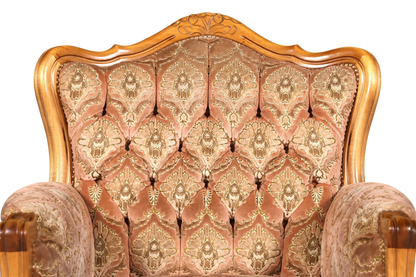 Hauptstadt Möblerei Chippendale Armlehnsessel im Barock Stil mit gemustertem Samtstoff und geschnitztem Holzrahmen